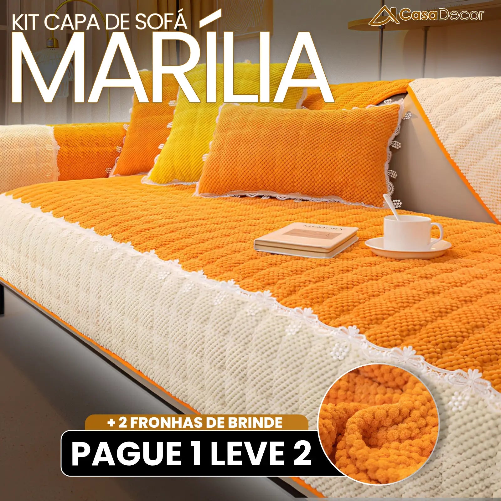 [Pague 1, Leve 2] Capa de Sofá Marília (Beleza e Conforto Que Abraçam Seu Sofá!) + BRINDE: 2 Almofadas