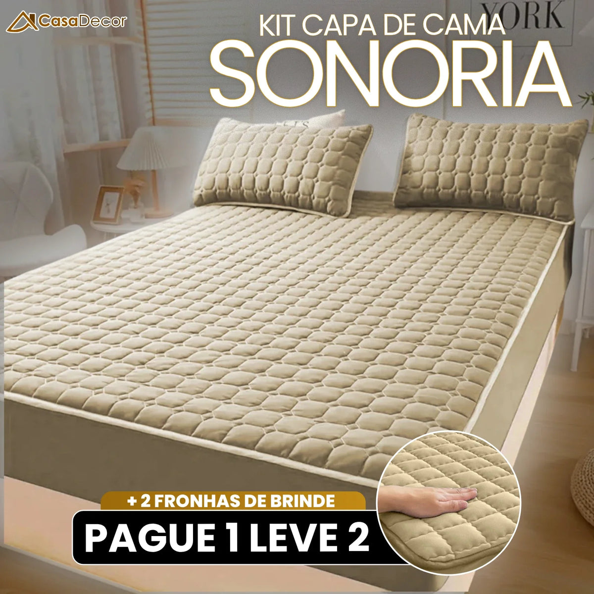 [Pague 1, Leve 2] Capa de Cama Sonoria (Conforto e Aconchego Que Você Merece!) + BRINDE: 2 Fronhas