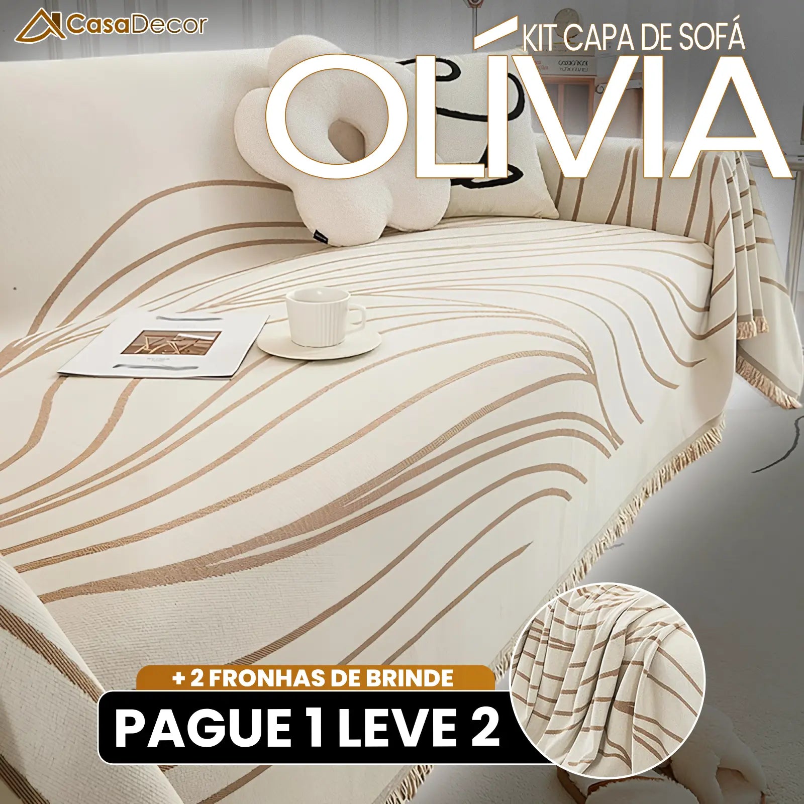 [Pague 1, Leve 2] Capa de Sofá Olívia (Toque Suave Que Abraça Seu Sofá!) + BRINDE: 2 Fronhas