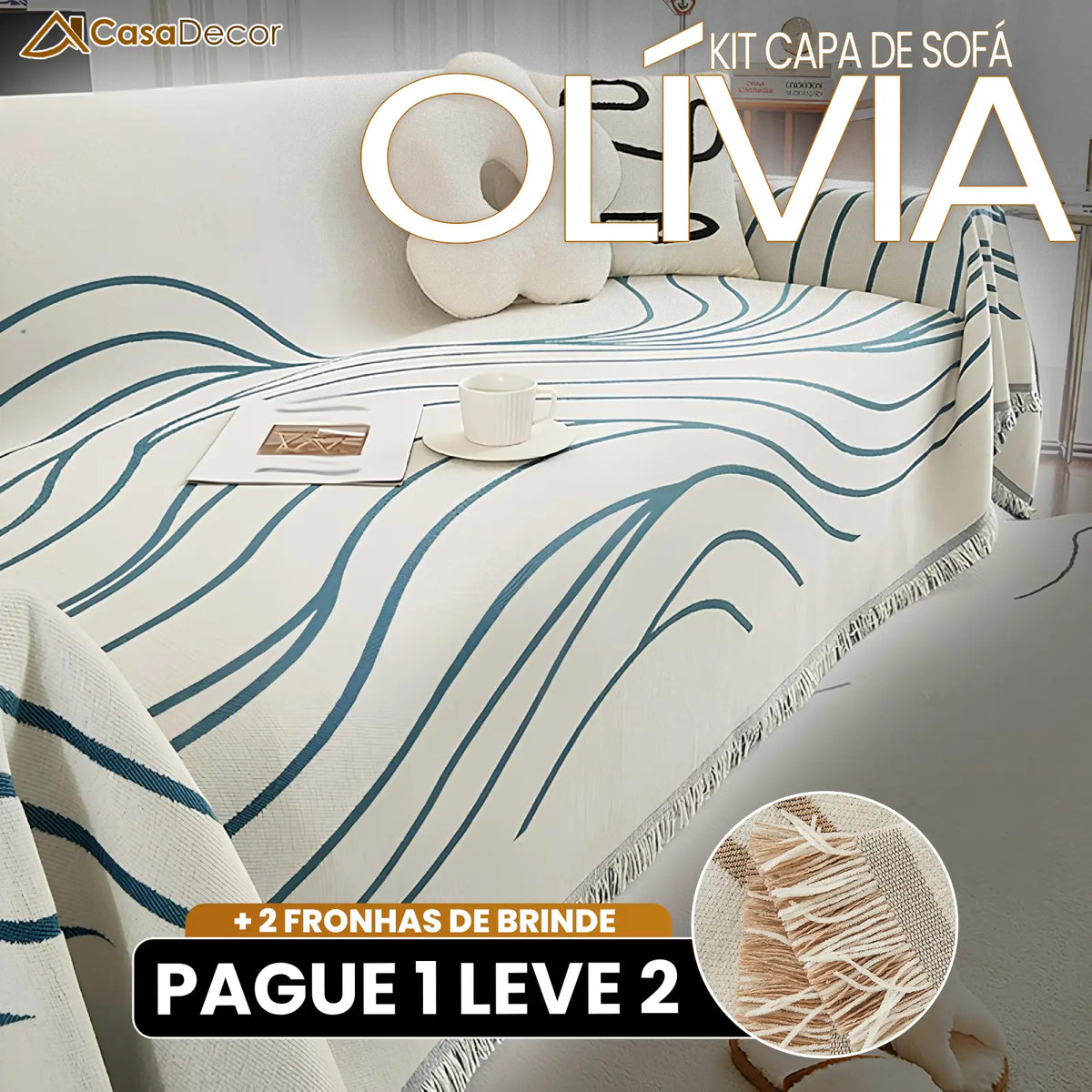 [Pague 1, Leve 2] Capa de Sofá Olívia (Toque Suave Que Abraça Seu Sofá!) + BRINDE: 2 Fronhas