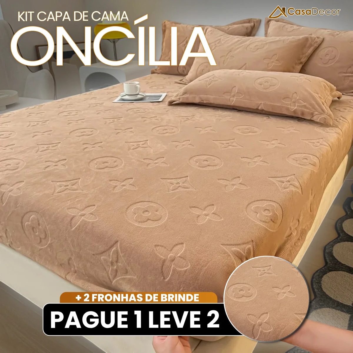 [Pague 1, Leve 2] Capa de Cama Oncília (Suavidade e Estilo em Harmonia!) + BRINDE: 2 Fronhas