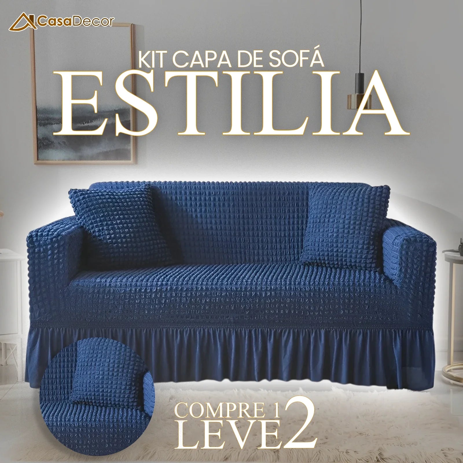 [Pague 1, Leve 2] Capa de Sofá Estilia (Um Toque de Charme no Seu Lar!) + BRINDE: 2 Fronhas