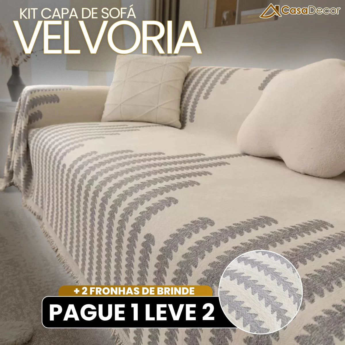 [Pague 1, Leve 2] Capa de Sofá Velvoria (Toque de Luxo no Seu Sofá!) + BRINDE: 2 Fronhas