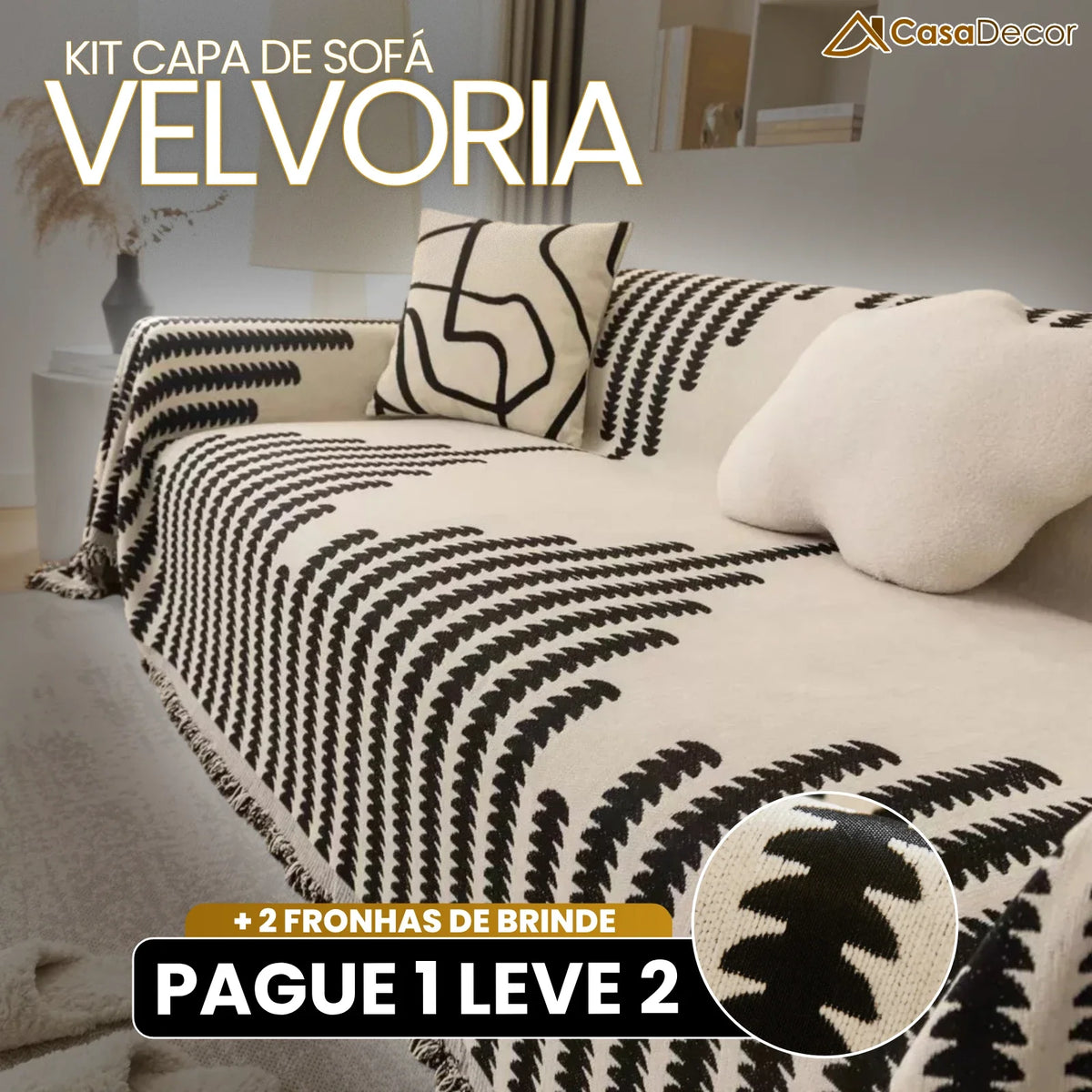 [Pague 1, Leve 2] Capa de Sofá Velvoria (Toque de Luxo no Seu Sofá!) + BRINDE: 2 Fronhas