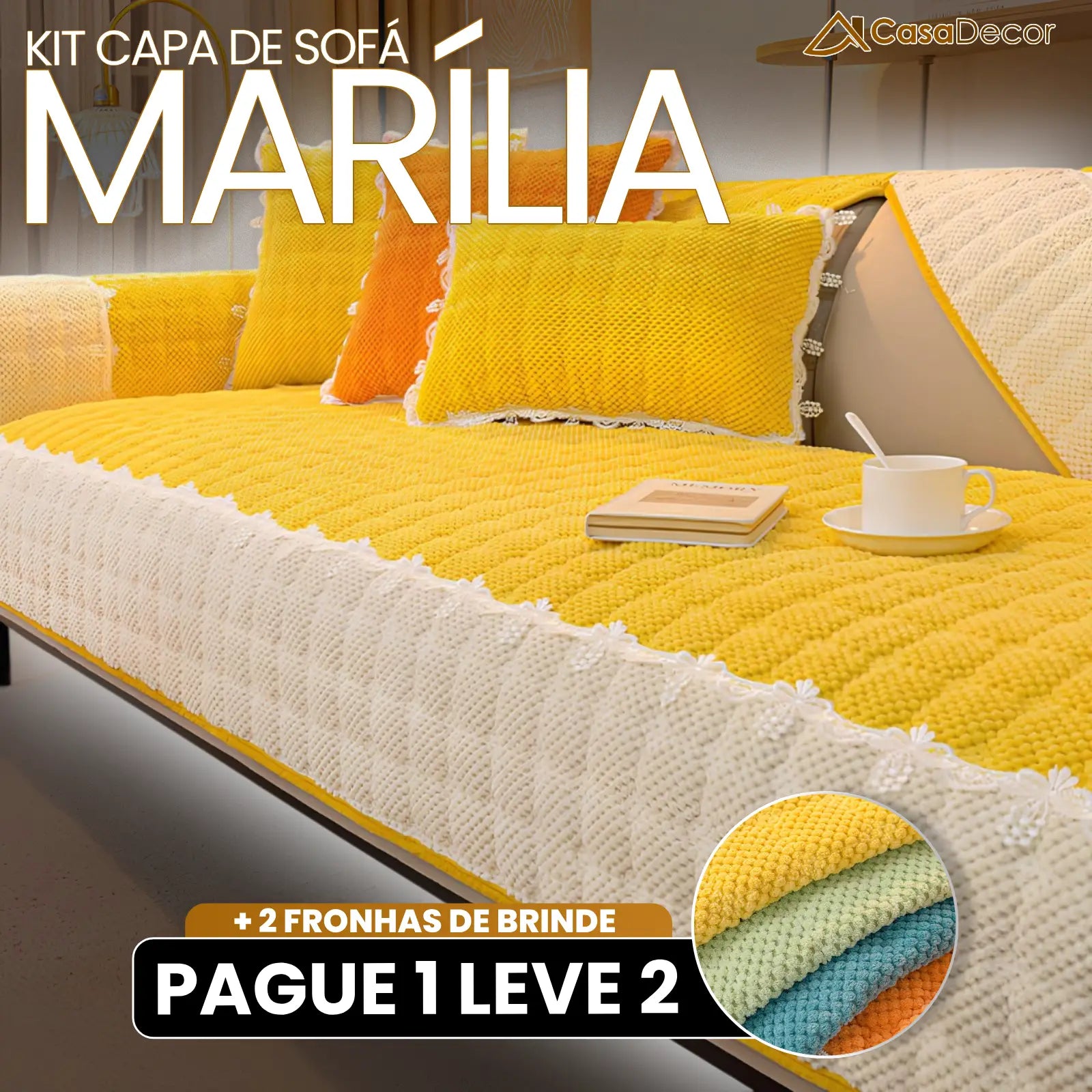 [Pague 1, Leve 2] Capa de Sofá Marília (Beleza e Conforto Que Abraçam Seu Sofá!) + BRINDE: 2 Almofadas