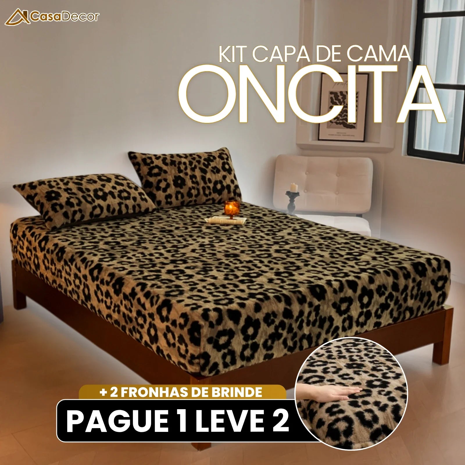 [Pague 1, Leve 2] Capa de Cama Oncita (Toque Selvagem de Conforto!) + BRINDE: 2 Fronhas